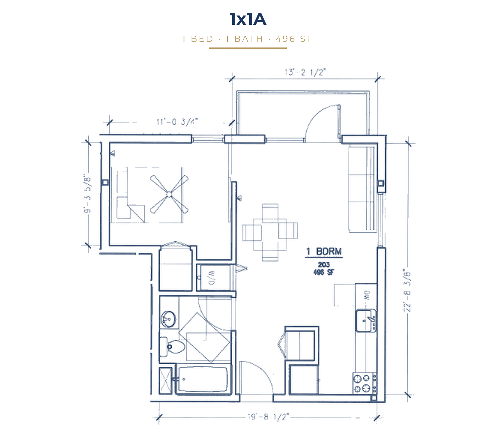 1x1A floor plan