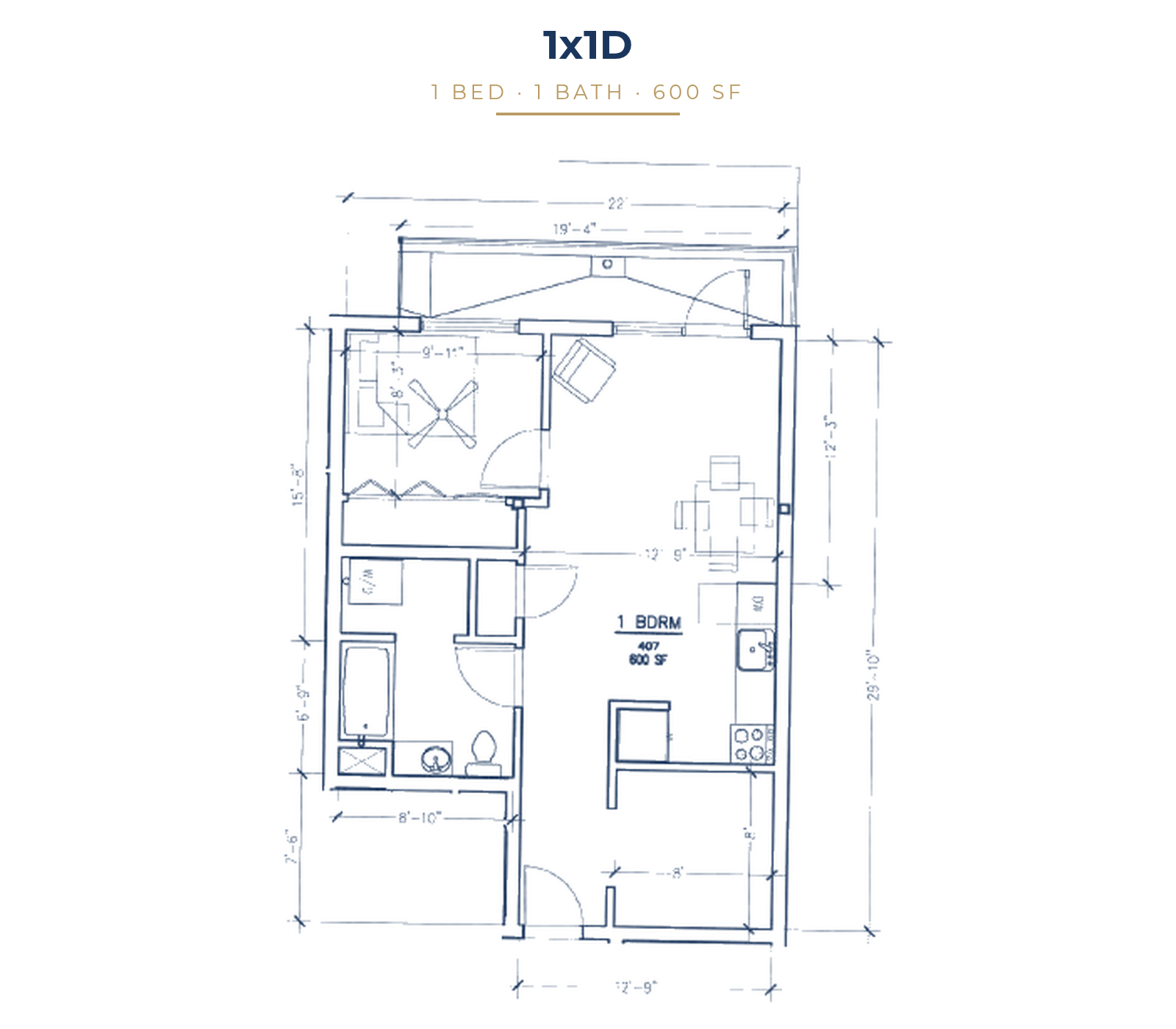1x1D floor plan