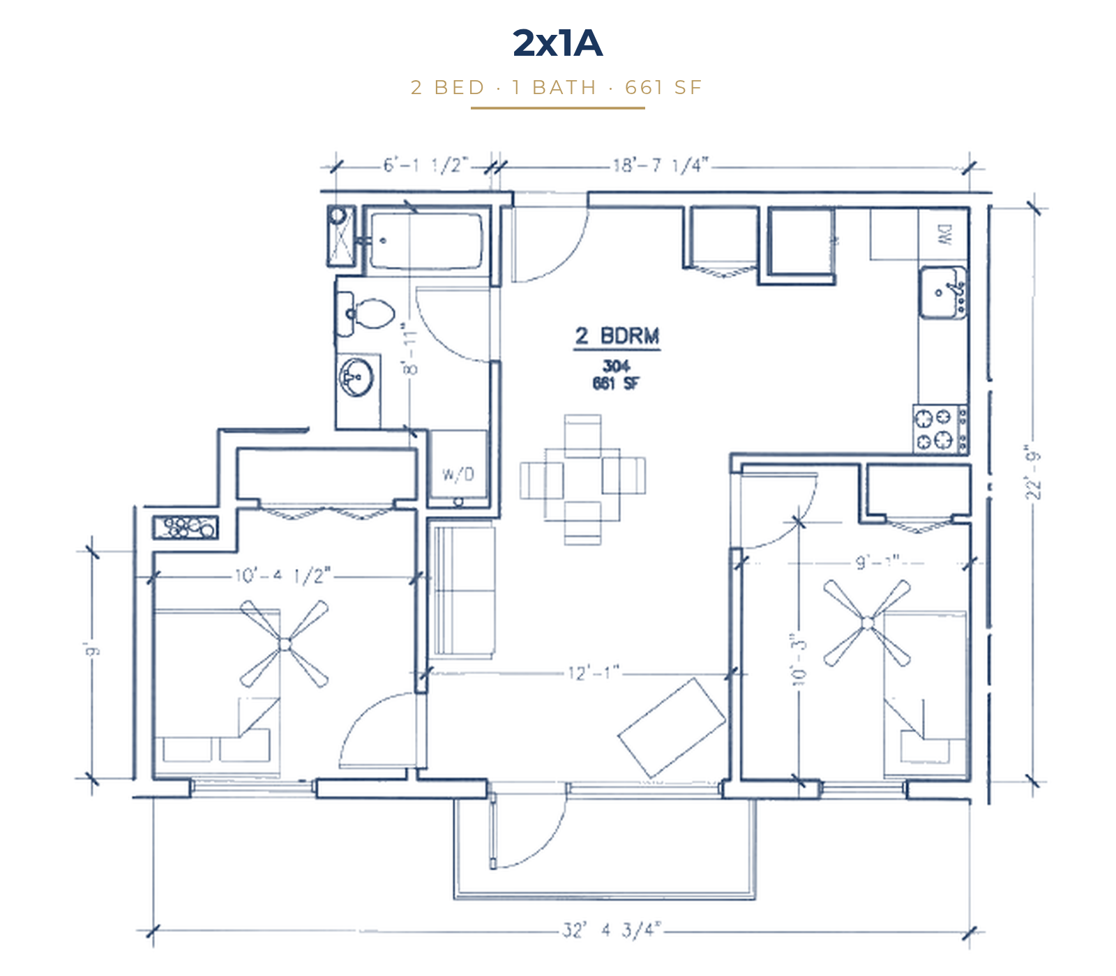 2x1A floor plan